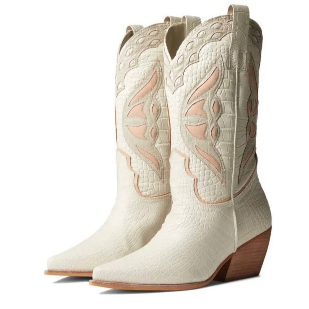 Steve Madden Wynter Boot Croc Embossed Leather Si… - image 5